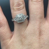 Ladies 14ct White Gold Natural Diamond Halo Ring