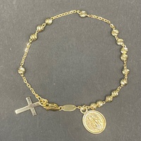 Ladies 9ct Yellow Gold Cable & Bead Link Bracelet