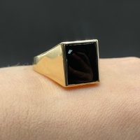 Men's 9ct Yellow Gold Black Onyx Gemstone Ring