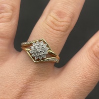 Ladies 9ct Yellow Gold Diamond Cluster Ring