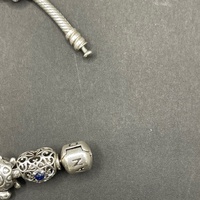 Ladies 925 Sterling Silver Pandora Snake Link Charm Bracelet