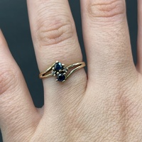 Ladies 9ct Yellow Gold Blue Gemstones and Diamonds Ring
