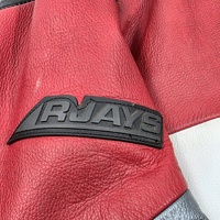 RJays Mens Leather Motorcycle Jacket Size 54 Red Black White Racing