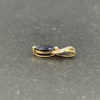 Ladies 9ct Yellow Gold Blue Gemstone Pendant