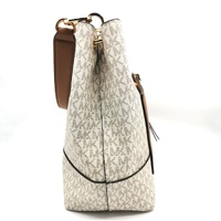 Michael Kors Vanilla Zip Pocket Handbag Signature Canvas Leather Trim