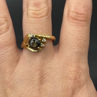 Ladies 18ct Yellow Gold Stone and Diamond Ring