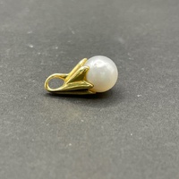 Ladies 18ct Yellow Gold White Pearl Pendant