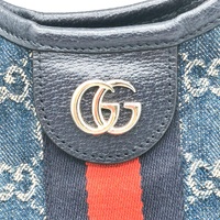Gucci Giglio Small Tote Blue and White GG Denim Tea Leather Strap