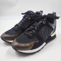 Louis Vuitton Run Away Sneakers Womens 36 Black Suede with Certificate