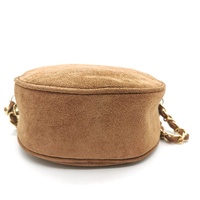 Oroton Suede Round Shoulder Bag Chain Strap Emblem Design Vintage Style