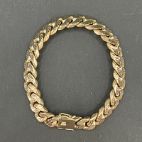 Mens 9ct Yellow Gold Diamond Cut Curb Link Bracelet