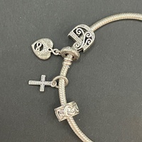 Ladies 925 Sterling Silver Pandora Snake Link Charm Bracelet