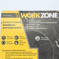 Workzone 2Pc 115mm Turbo Diamond Cutting Discs Wet Dry Bricks Concrete