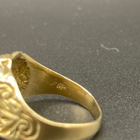 Mens 9ct Yellow Gold Checkered Shield Ring