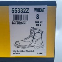Oliver 55332Z Steel Cap Lace Up Zip Sided Mid Cut Wheat Safety Boots Size 9