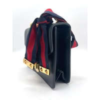 Gucci Sylvie Mini Chain Shoulder Bag Calfskin Leather Black with COA