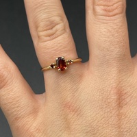 Ladies 9ct Yellow Gold Red Gemstone Ring
