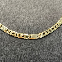 Unisex 9ct Yellow Gold Anchor/ Birdseye Link Necklace