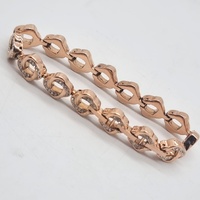 Elite 5089017 Rose Gold Crystal Watch and Bracelet Set Mother of Pearl Dial