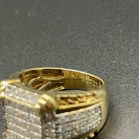 Mens 9ct Yellow Gold Natural Diamond Cluster Ring