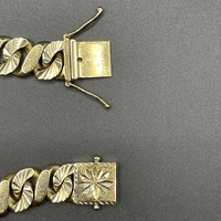 Mens 9ct Yellow Gold Diamond Cut Curb Link Bracelet