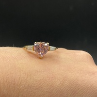 Ladies 14ct Yellow Gold Pink Heart Shape Gemstone Ring