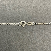 Ladies 925 Sterling Silver Box Link & Red Gemstone Necklace