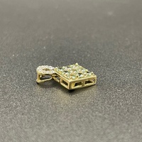 Ladies 10ct Yellow Gold Green Gemstone & Diamond Pendant