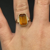 Ladies 9ct Yellow Gold Amber Stone Ring