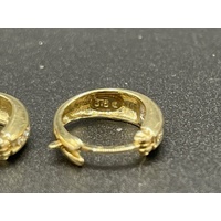 Ladies 9ct Yellow Gold Diamond Hoop Earrings