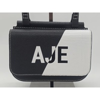 AJE Chance Leather Crossbody Bag Black and White Genuine Leather