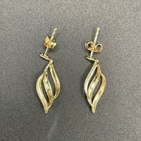 Ladies 9ct Two Tone Gold Dangle Earrings