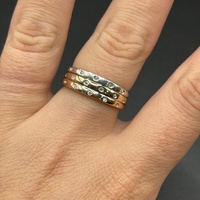 Ladies 9ct Three Tone Gold Natural Diamond Multi Row Ring
