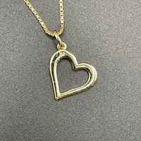 Ladies 18ct Yellow Gold Box Link Chain & Heart Pendant