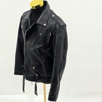 Rhino Biker Motorcycle Black Leather Jacket Size XL