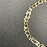 Mens 9ct Yellow Gold Double Link Curb & Birdseye Bracelet