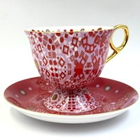 T2 Pink Moroccan Fine Bone China Tea Cup Set with Gold Accents