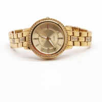 Elite 5089231 Ladies Gold Tone Watch Crystal Bezel Sunray Dial with Extra Links