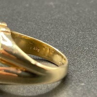Mens 9ct Yellow Gold Dollar Sign Diamond Ring