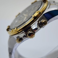 Seiko V172-0AJ0 Solar Chronograph Two Tone Sapphire Black Dial Watch