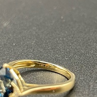 Ladies 14ct Yellow Gold Blue Gemstone Ring