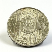 Australian 1966 50 Cent Coin Elizabeth II Round Silver Coin AU Mint