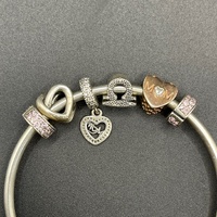 Ladies 925 Sterling Silver Round Pandora Charm Bangle