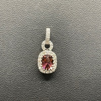 Ladies 18ct White Gold Pink Stone & Diamond Pendant