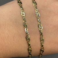 Unisex 9ct Yellow Gold Anchor and Figure 8 Link Necklace