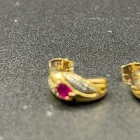 Ladies 9ct Yellow Gold Gemstone Semi Hoop Earrings