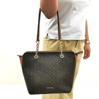 Calvin Klein Hailey Tote Bag H0GAJCR2 Brown Khaki Caramel Chain Zip
