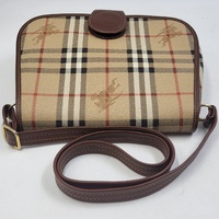 Vintage BURBERRY Haymarket Check Coated Canvas Crossbody Saddle Bag Authenticated