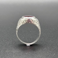 Mens 925 Sterling Silver Ruby Red Stone Ring