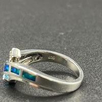 Ladies 925 Sterling Silver Blue Stone & Opal Ring